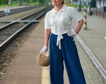 Audrey Trousers in French Navy | Vintage 1940s Women's Style | The Seamstress of Bloomsbury