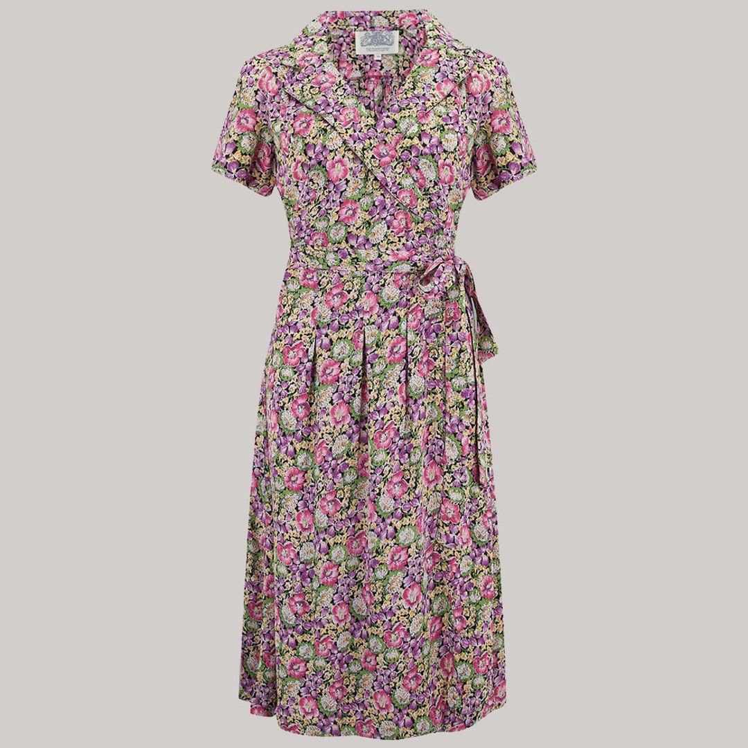 Peggy Wrap Dress in Pink and Lilac Floral by the Seamstress of ...