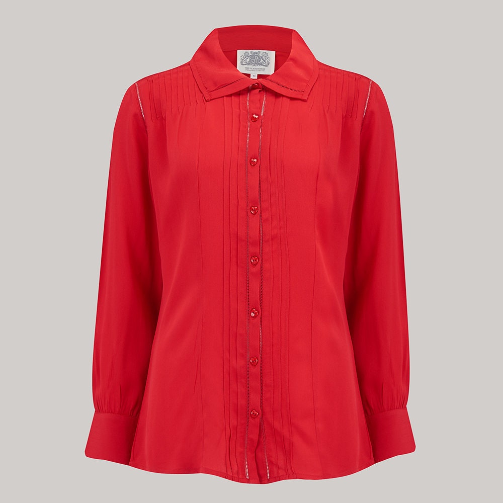Image of Alice Blouse in Red By The Seamstress Of Bloomsbury | Authentic Vintage 's Style