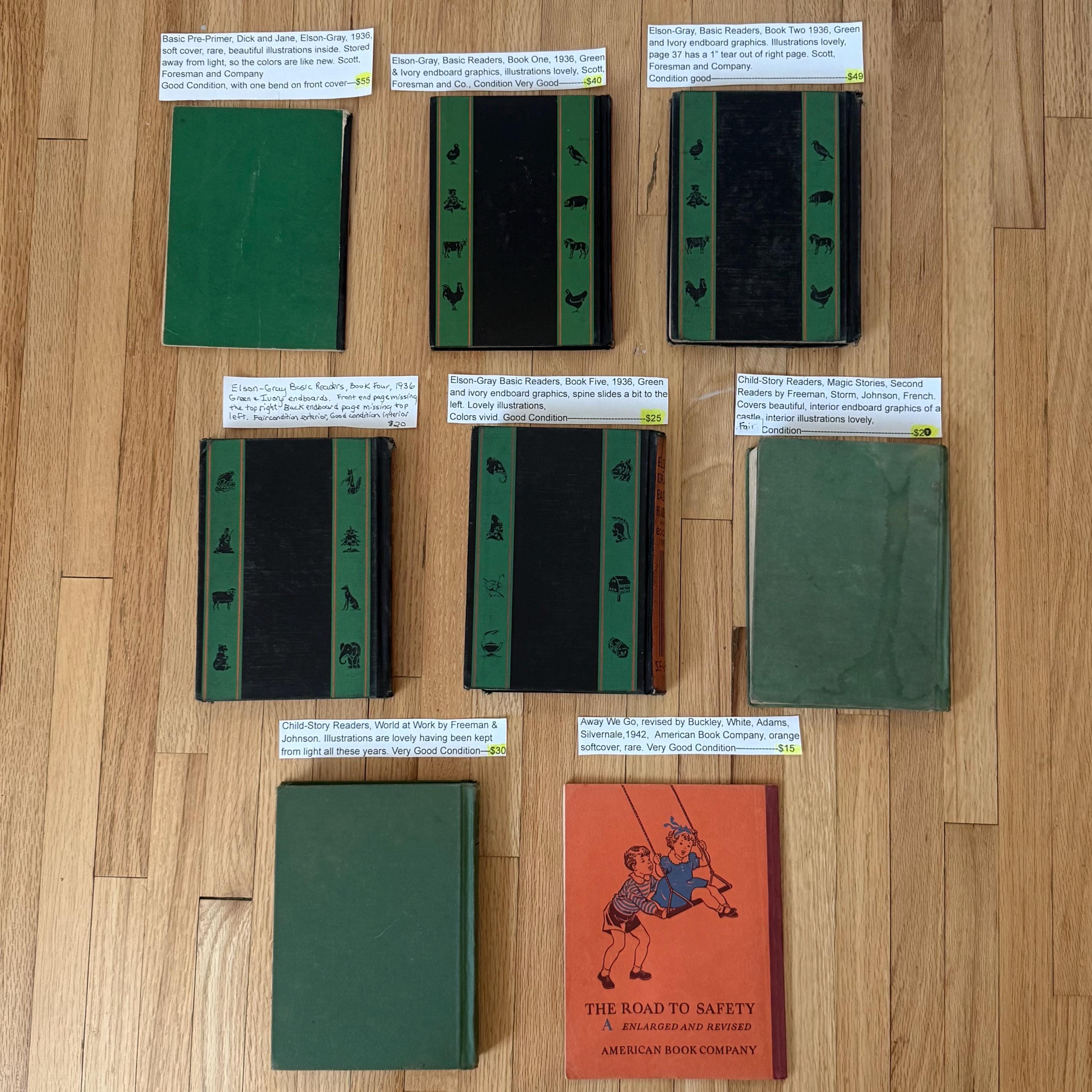 ヴィンテージ エルソン グレイ教科書、1936 年から 1942 年、8 冊