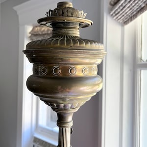 Antique Brass Floor Lamp, Electrified, Adjustable