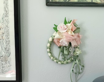 Jewel Wreath, Preserved Roses, Jewels,&  Ribbon Designer. One-of-a-Kind