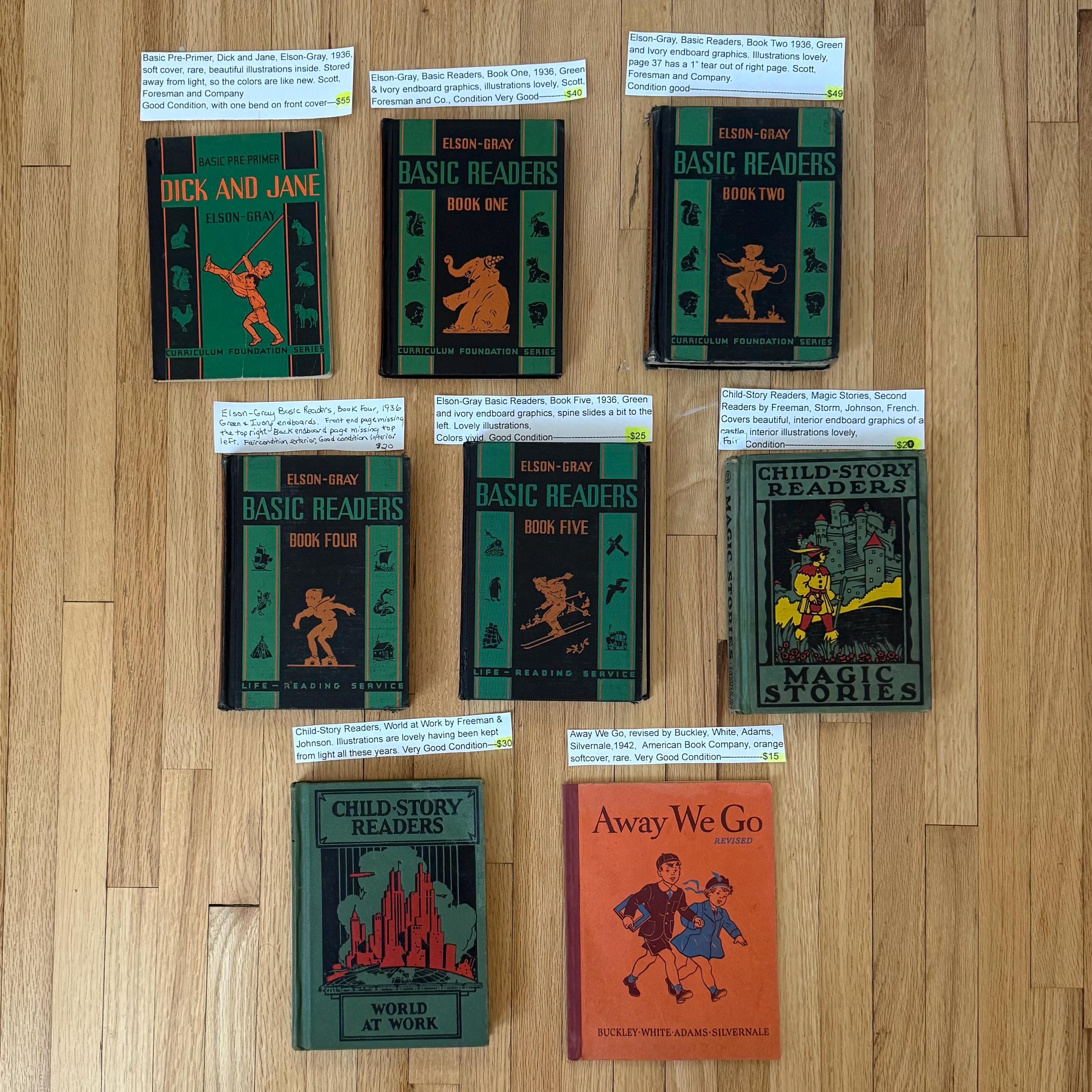 ヴィンテージ エルソン グレイ教科書、1936 年から 1942 年、8 冊