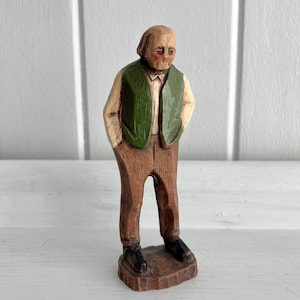 Anri Woodcarving, Old Man Figurine, 1950’s