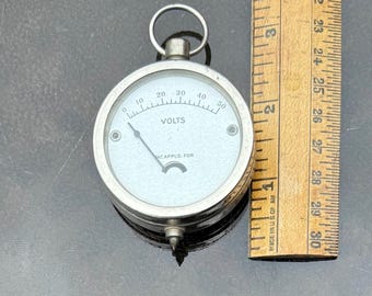 Voltímetro, 1-50V, antiguo para automóviles, década de 1920, funciona.