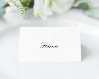 Elegant Black & White Print Luxury Wedding Place Name Card / Personalised Place Setting Card / Wedding Escort Card 'ALICE'