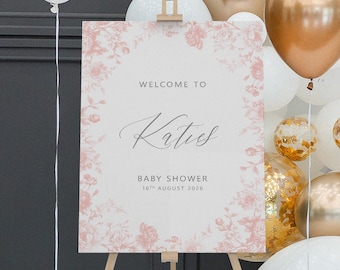 Blush Pink Floral Welcome Sign:  Baby Shower Decor