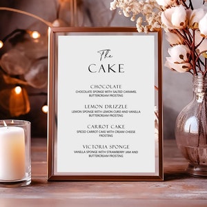 Modernes schwarzweißes Hochzeitsschild / Kuchenmenüschild 'ZARA'