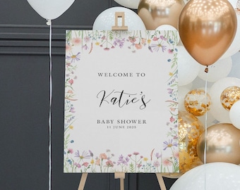 Wildflower Baby Shower Welcome Sign | Baby In Bloom