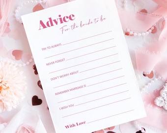 Pink 'Advice for the Bride to Be' Hen Party Game Cards | Bridal Shower Icebreaker Activity