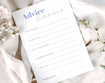 Blue 'Advice for Bride-to-Be' Hen Party Game Cards | Bridal Shower Icebreaker Activity
