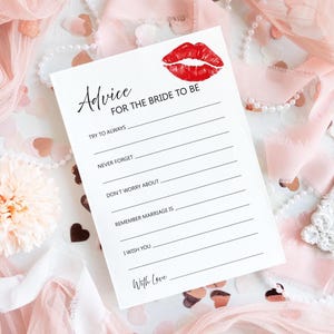 Conseils Red Kiss pour la future mariée | Conseils à la mariée | Jeu de cartes EVJF / Shower nuptiale - Lot de 10/15 cartes « Kiss the Miss Goodbye »