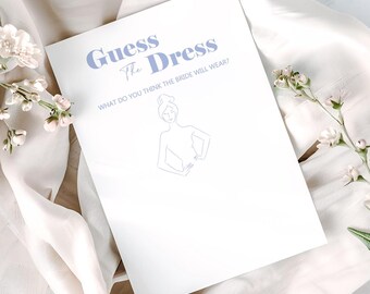 Blue 'Guess the Dress' Hen Party Game Cards |  'Sketch the Dress' Bridal Shower Icebreaker Activity