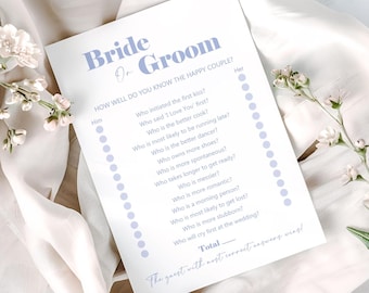Blue 'Bride or Groom' Hen Party Game Cards | ‘He Said, She Said’ Bridal Shower Icebreaker Activity