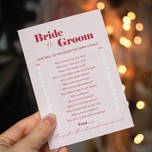 Carte de jeu pour les mariés rose poudré et rouge | Jeu de Chaussures de Mariage | Jeu de cartes EVJF / Shower de bébé - Lot de 10/15 cartes