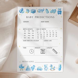 Blue Baby Predictions Cards | Predictions for Baby | Baby Shower Game | Baby Shower Activity - Set of 10/15 cards 'BLUE'