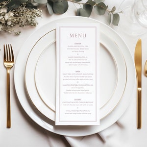 Altrosa Hochzeits-Gedeck Menükarte / Tischmenükarte / Hochzeitsmenü-Platzkarte / personalisiertes Hochzeitsmenü mit Namen 'NATALIA'