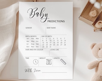 Baby Shower Prediction Cards | Baby Guessing Game | Minimalist Gender Neutral Baby Shower Game