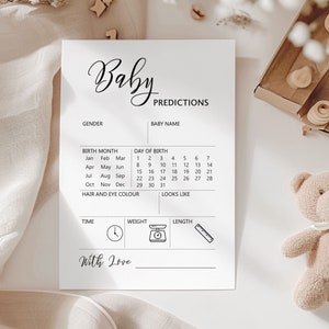 10 x moderne Schwarz-Weiß-Babyvorhersagen | Vorschaubilder für Baby | Gender Neutral Baby Shower Spielkarten