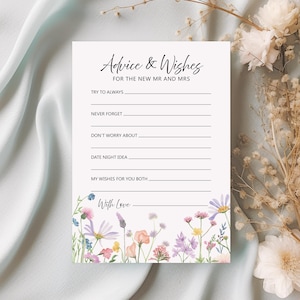 10 x Wildblumen Print Hochzeitshinweise & Wünsche für die neuen Mr und Mrs Karten / Rat für Brautpaare / Geburtstagskarten