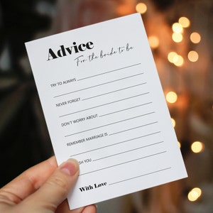 10 x conseils en noir et blanc pour la future mariée / conseils à la mariée / carte de jeu shower de bébé / carte de jeu enterrement de vie de jeune fille