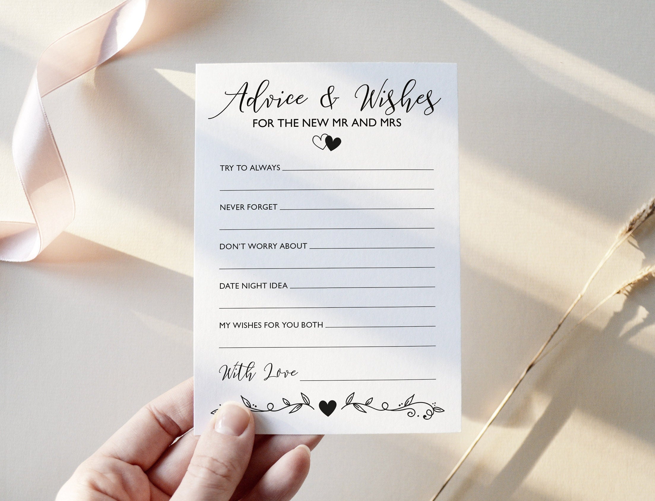 Advice and Wishes for the New Mr and Mrs Cards 10 / 20 / 50 Etsy UK