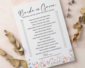 Floral He Said She Said Hen Party Game Card | Bridal Shower Activity