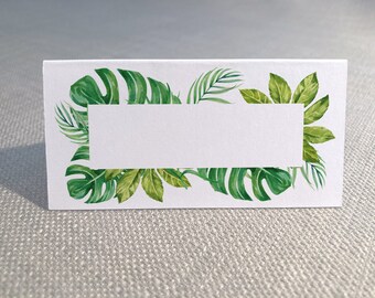 Tropical Leaf Print Design Place Name Card - Blank 10 / 20 / 50 pack