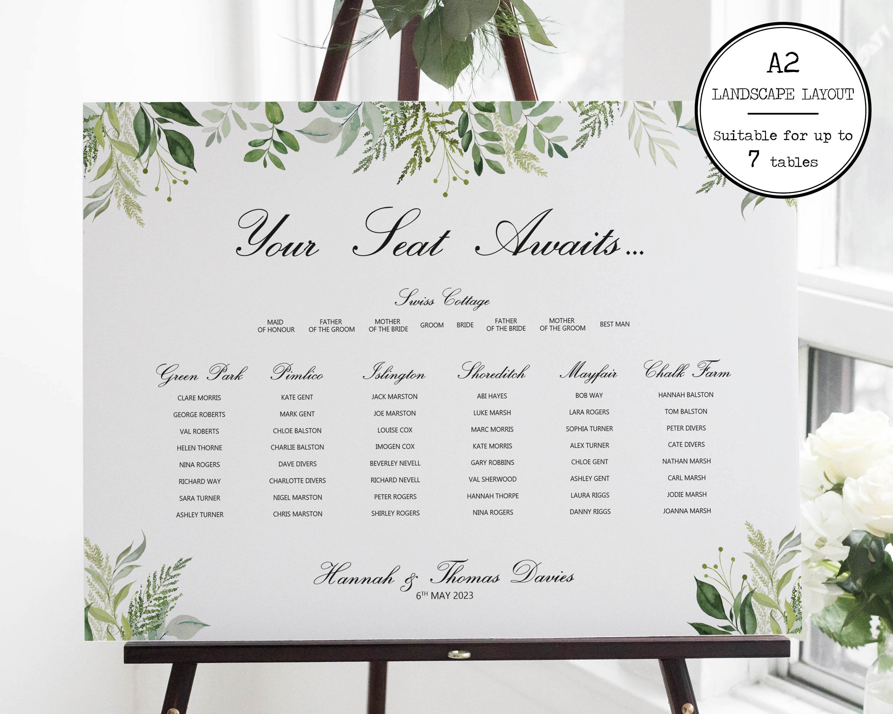 HELIGAN Leaf Print Wedding Table Plan / Seating Plan / - Etsy UK