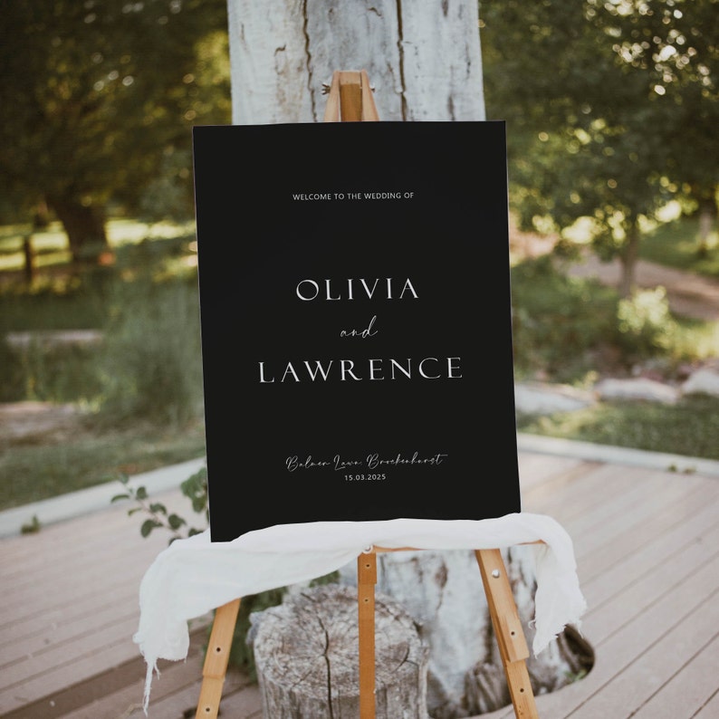 Modern Black Long Table Wedding Seating Plan / Banquet Seating Chart