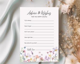 Floral Wedding Advice and Wishes for the Newlyweds Cards | Wedding Guest Book Alternative
