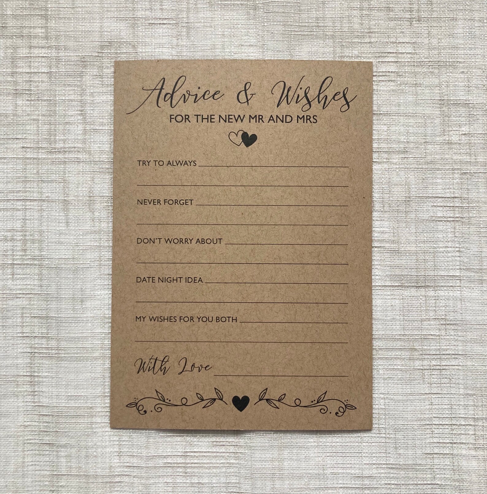 Advice and Wishes for the New Mr and Mrs Cards 10 / 20 / 50 Etsy UK