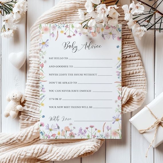 Wildflower Baby Advice Cards: Baby in Bloom Baby Shower Game