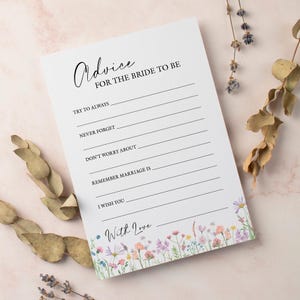 Pink & Flieder Wildblumen Ratschläge für die Braut / Hen Party Game Card / Bridal Shower Game - Set von 10/15 Karten