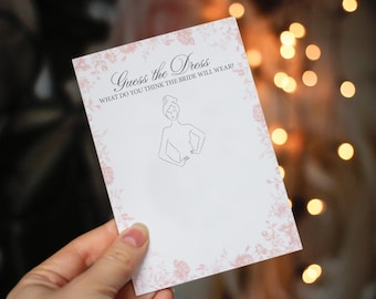 Pink Floral 'Guess the Dress' Bridal Shower Game Card | 'Sketch the Dress' Hen Party Icebreaker Activity