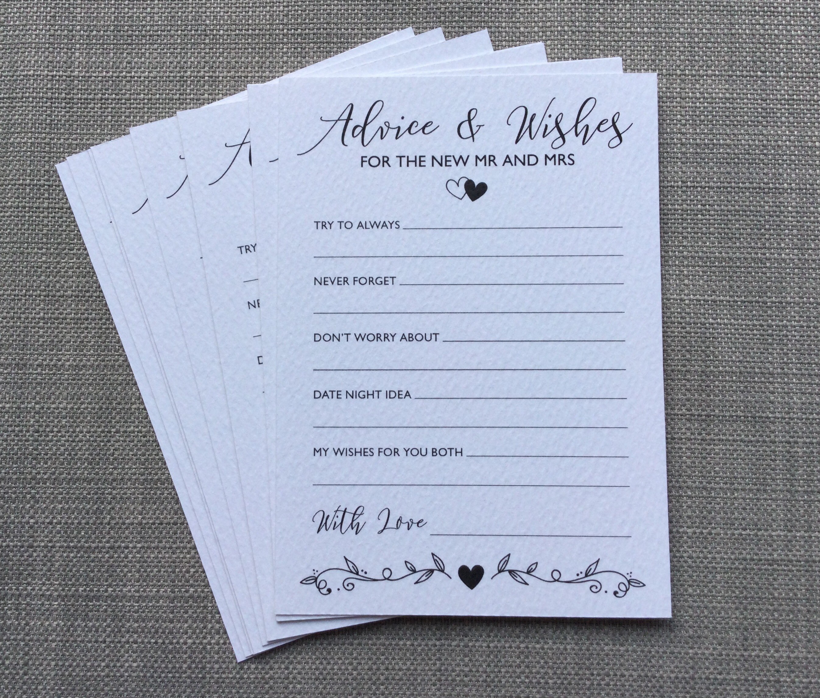 Advice and Wishes for the New Mr and Mrs Cards 10 / 20 / 50 Etsy UK