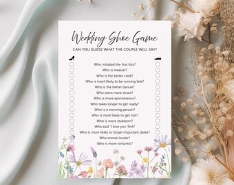 Wildflower ‘Wedding Shoe Game’ Card | Mr or Mrs Wedding Table Games For Guests
