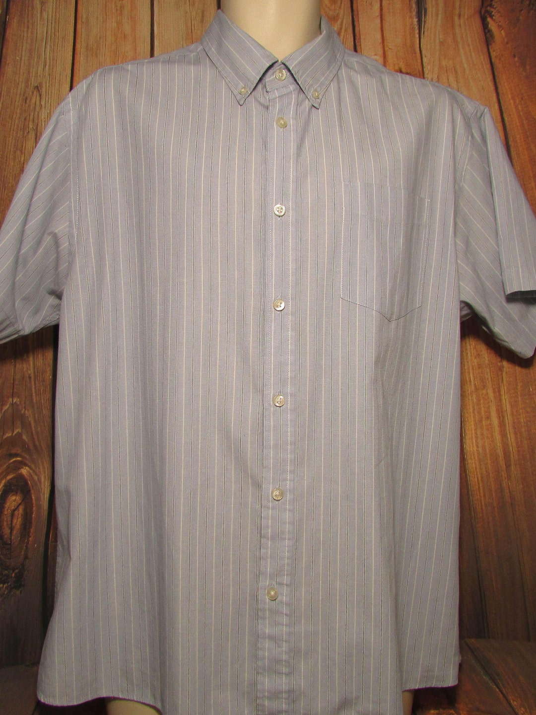 Men's Sky Blue Striped Short-sleeved Oxford Shirt Size L - Etsy UK