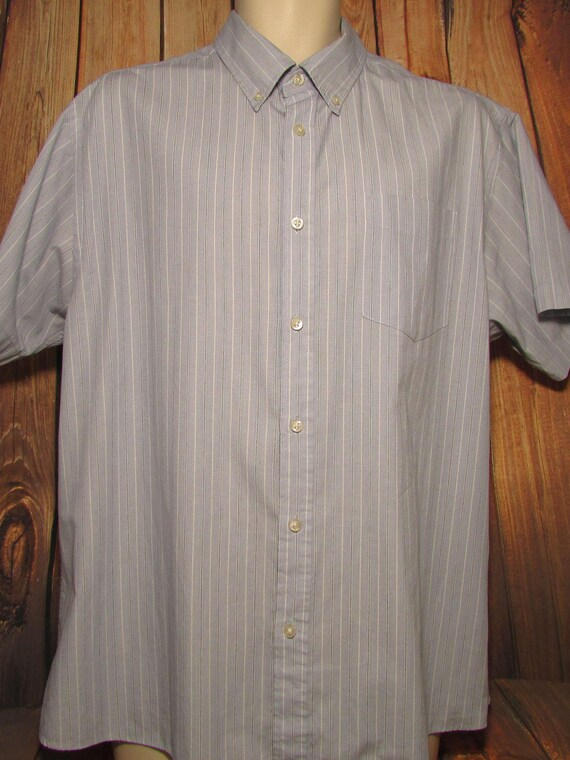 Men's Sky Blue Striped Short-sleeved Oxford Shirt Size L | Etsy UK