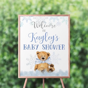 Winter Baby Shower Sign Teddy Bear, Winter Baby Shower Welcome Sign, Winter Baby Shower Sign, Winter Teddy Bear Baby Shower Sign