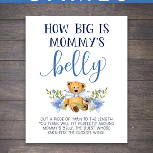 How Big is Mommy&#39;s Belly Baby Shower Game Printable | Teddy Bear Baby Shower Game Mommy&#39;s Belly | Guess Mommy&#39;s Belly Shower Game