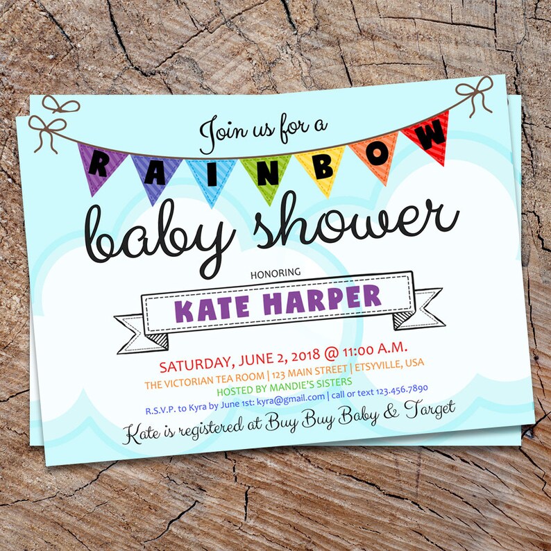 Baby Shower Invitation Rainbow Rainbow Baby Shower Invite Etsy