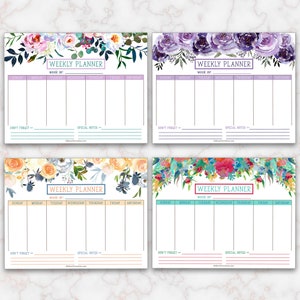 Weekly Planner Printable, Weekly Planner Floral, Weekly Schedule Floral ...