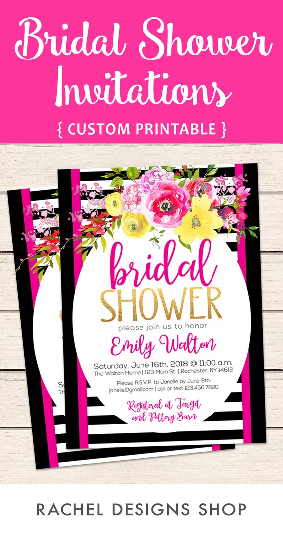 bridal shower invitation black and pink black and pink bridal shower bridal shower invitation printable bridal shower invitation pink and black invitations