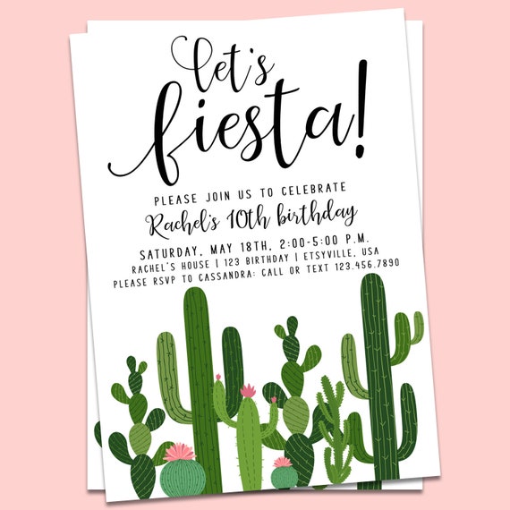 Cactus Invitation Cactus Birthday Invitation Let's | Etsy