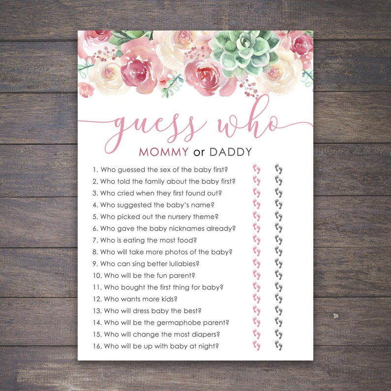 Guess Who Baby Shower Games Printable Guess Who Baby Girl - Etsy