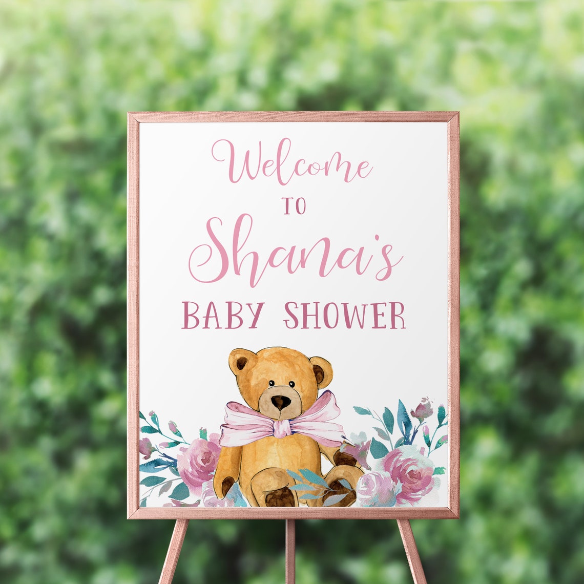 Pink Teddy Bear Baby Shower Welcome Sign Teddy Bear Baby - Etsy