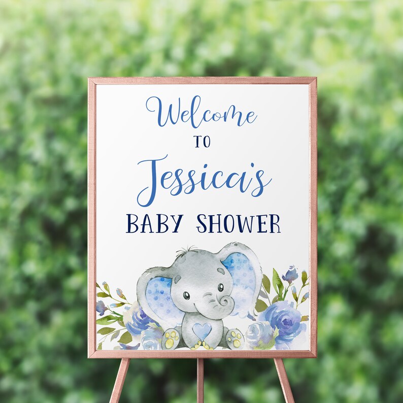 Elephant Baby Shower Sign Printable Elephant Baby Shower - Etsy