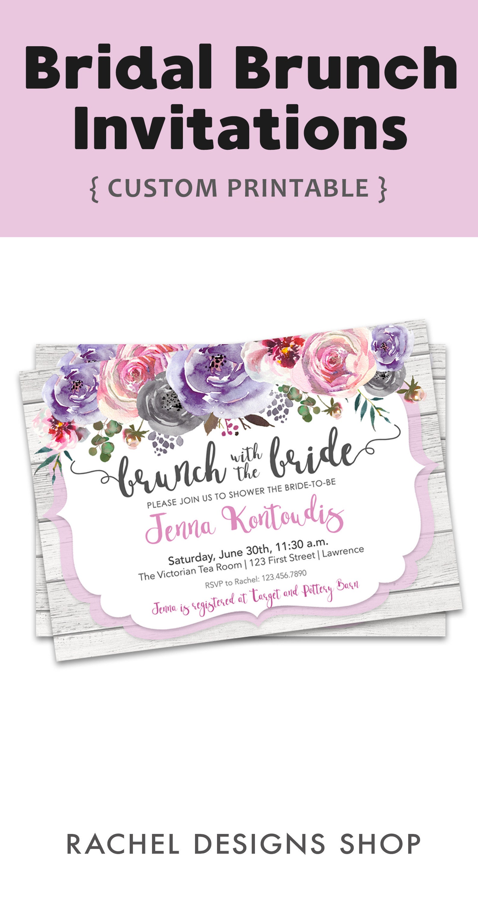 Bridal Shower Invitation Brunch Bridal Shower Invitation Etsy