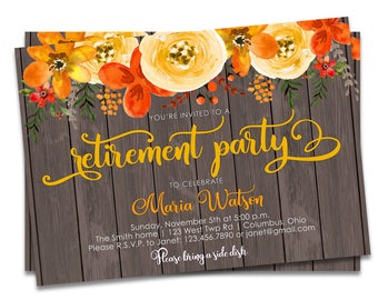 Retirement Party Invitation | Retirement Invitation | Rustic Retirement Party Invitation | Retirement Invite | Rustic Retirement Invite